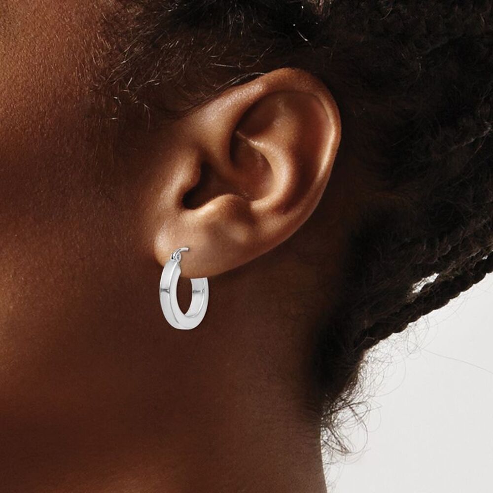 3.25mm, Sterling Silver, Hollow Square Hoops - 17mm (5/8 Inch) - Picture 3 of 5